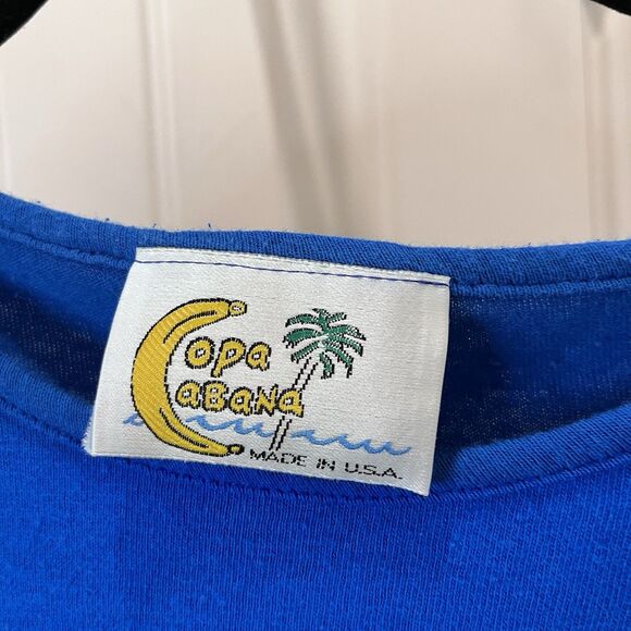 CopaCabana Blue Short Crochet Sleeves Tunic Top Beachy Coastal Womens Size 2/3XL - Picture 3 of 8